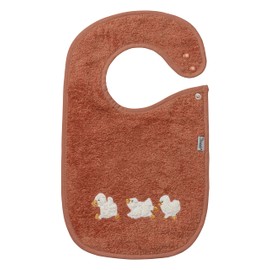 Terry Cloth Bib with Moisture Proof Insert, Side Press Stud and Edda Lou Duck Appliqué for Girls and Boys