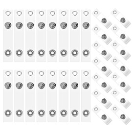 30 Pcs ID Badge Holder Clip Clear ID Badge Holder Straps with Snap PVC Transparent Vinyl Badge Holder Replacement Badge Clips with Snap and Eyelet for Name Tags Lanyards Keychains