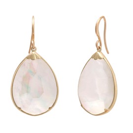 Boho Gold Teardrop - White, Turquoise, Purple, Abalone and Jupiter Shell Crystal Dangle Earrings for Women