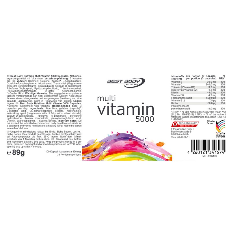 Best Body Nutrition Multi 5000, 100 St. Dose, 89 g