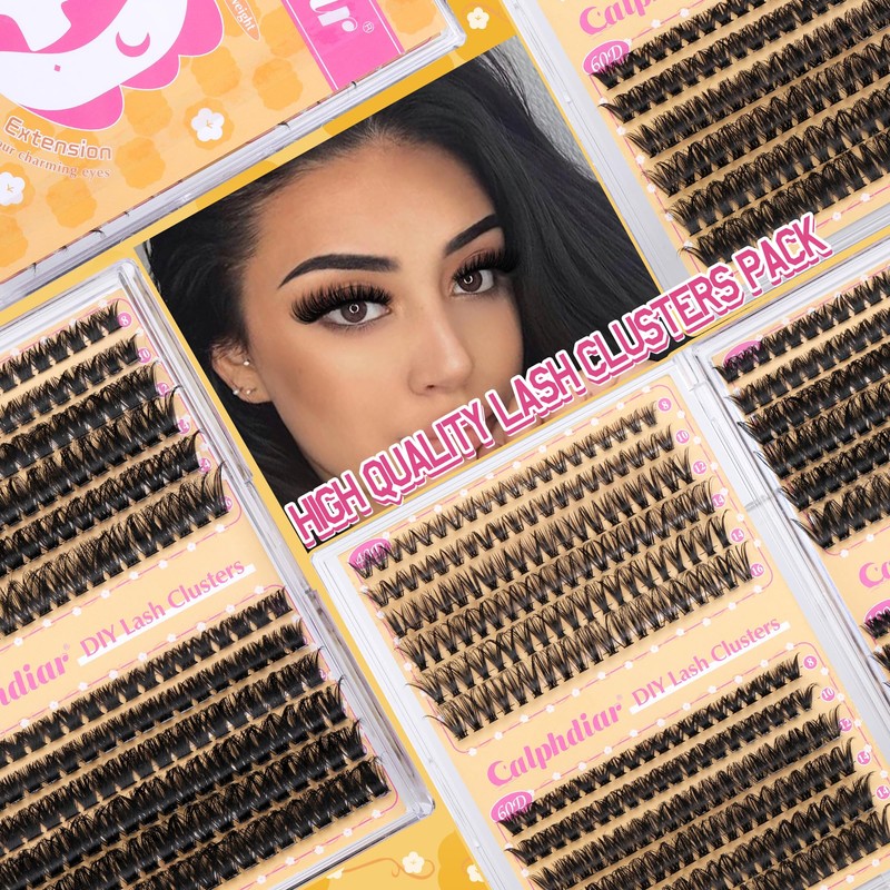 Calphdiar Lash Clusters 40D+60D+80D+100D Eyelash Clusters 474PCS Individual Lashes D-Curly