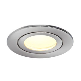 HCFEI Set of 3 LED Recessed Spotlights Round Flat 5 Watt Dimmable 230 V IP44 - Suitable for Bathroom, Kitchen, Sauna, Outdoor Use - Diameter 65-75 mm Bore Hole (Silver - Neutral White)