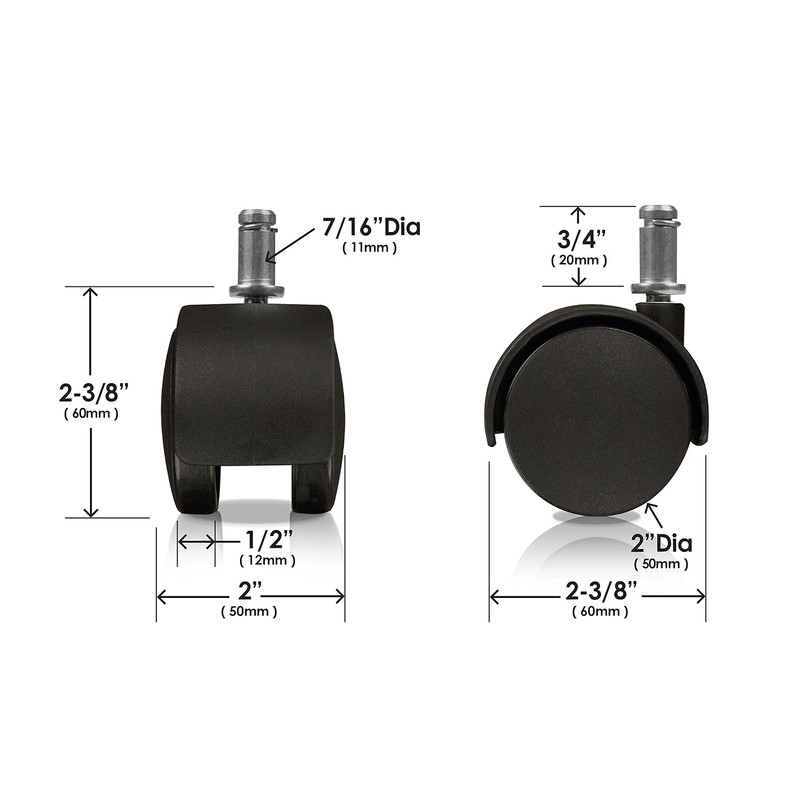 Slipstick CB682 2 Inch Replacement Office Chair Wheels (Set of