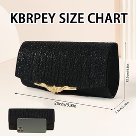 KBRPEY Women's Clutch Metallic Sequins Evening Bag with Removable Chain Elegant Evening Bag Handbags Envelope Bag Shoulder Bags for Wedding Party Leisure Date, black