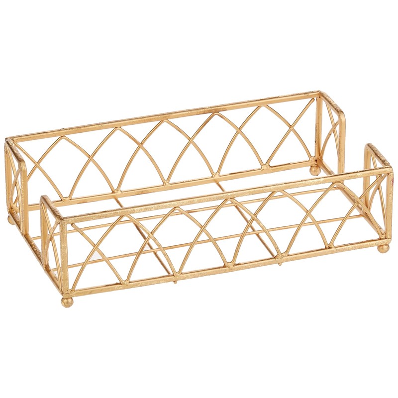 Boston International Arch Design Guest Towel Napkin Holder Caddy, Gold