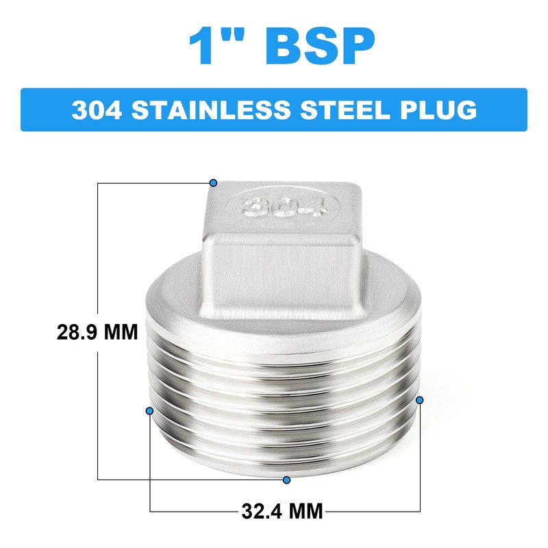 ERGAOBOY 2 Pcs 1" BSP Male Outer Square Thread Socket