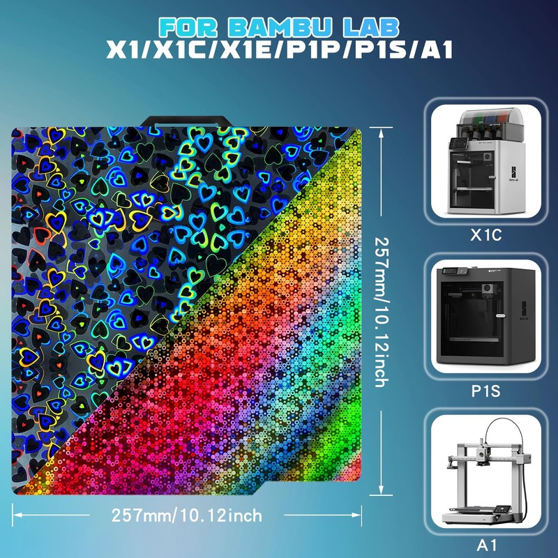 Howarx 3D Effect Build Plate for Bambu Lab A1/X1C/X1/X1E/P1P/P1S 3D