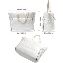 MOYYI Yoga Bag for Women Quilted Puffer Cloud Large Travel Tote Bag Shoulder Duffle Handbag Puffy Lattice Satchel Yoga Walk