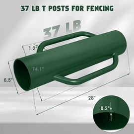 GarveeTech Fence Post Driver T Post Driver with Handle Heavy Duty Hand Post Pounder with Handle for U Fence Post Wooden Post (Green 37 lbs)
