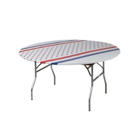 Kwik-Covers 60" Round Fitted Plastic Table Covers, Bundle of 5 (Patriotic)