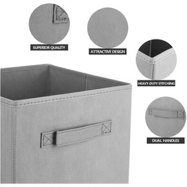 Debbu Basics Fabric Clothing Storage Bins - 10.6" x 10.6" x 11" - 2 Pack - Collapsible Storage Cubes Organizer with Handles, Linen Foldable Storage Baskets Cloth Box Containers, Closet Organizers