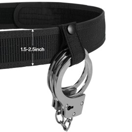 Tactical Handcuff Strap Holder Case Heavy Duty Nylon Single/Double Snap Slide-On fits 2.25 in Duty Belts (Black - Single Snap)