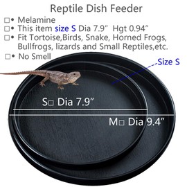 Fuongee Reptile Water Food Dish Bowl Turtle Feeder Tortoise Feeding Dish Container (S, Black)