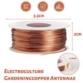 Jortmrd Reiner Kupferdraht 0.5mm x 50m T2 Blanker Kupferdrähte Basteldraht Schmuckdraht Kupferdrahtspule Copper Wire für Elektrokultur Gartenarbeit Pflanzen Handwerk Schweißen DIY Schmuckherstellung