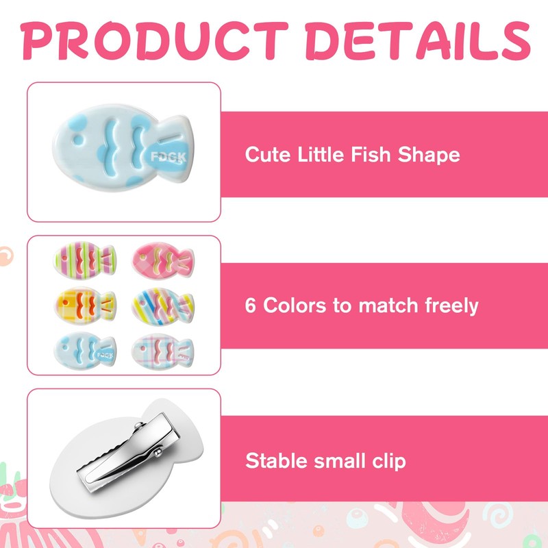 6 PCS Cute Hair Clips, Colorful Fish Cute Hair Accessories