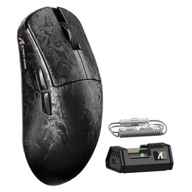 ATTACK SHARK R11 Ultra 8K Carbon Fiber Wireless Gaming Mouse with 42000 DPI-PAW3950 MAX Sensor-49g Lightweight,Nordic 52840 MCU Chip,Wired/BT/2.4Ghz Programmable,RGB Coiled Cable for PC Mac(Black Ink)