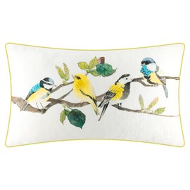 JWH Stripe Bird Throw Pillow Cover Decorative Colorful Cushion Cover Aqua Yellow Animal Pillowcase Accent for Home Sofa Car Bed Living Room Decor 14 x 24 Inch Beige