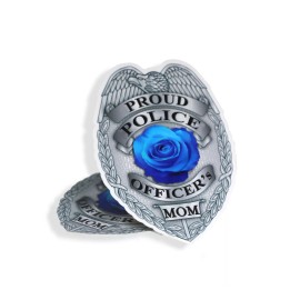 Real Sticky Proud Police Officer Mom Badge Sticker Blue Line Laptop Car Vehicle Window Decal