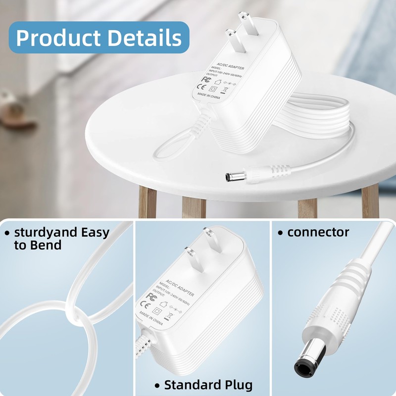 Power Cord Compatible with Skylight Calendar 15 inch, 12V Adapter