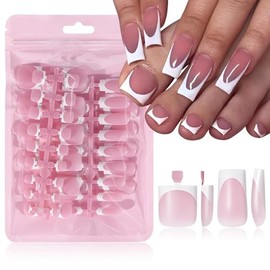 60 Uñas Postizas - French Tip Blancas Para Manos Y Pies | Uñas Postizas Estilo French Tip, Tips De Uñas Cuadradas Full Cover, Kit De Manicura Diy Para