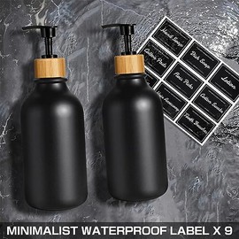 Juego de Baño Accesorios 5Pcs, Negro Accesorios para Baño con Dispensador de Jabón, Portacepillos de Dientes, Soporte para Palitos de Algodón, Set de
