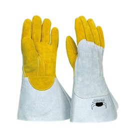 Weldas® STEERSOtuff® premium reverse grain cowhide leather welding gloves, Traditional Clute cut and Bell cuff, 10-2780L, Buck tanned (sand) (Large)