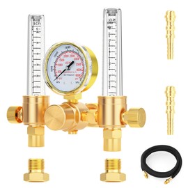 BOGERDACK Dual Output Argon Regulator, Flow Meter 0-60CFH, With 9.8 Feet Hose, CGA580 Inlet Connection, 5/8" x 18RH Outlet Fitting, for TIG MIG Welding