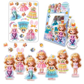 OSQI Magnetic Clothes Dress Up Game - Pretty Paper Doll Dress Up Toys - DIY Role Playing Travel Game, Mix and Match Reusable Sticker Dress Up Book,Improving Children's Creativity and Imagination (Amy)