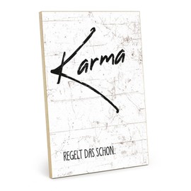 TypeStoff Wooden Sign with Saying - Karma - Vintage Look with Quote as a Gift and Decoration on the Theme of Patience - HS-00890
