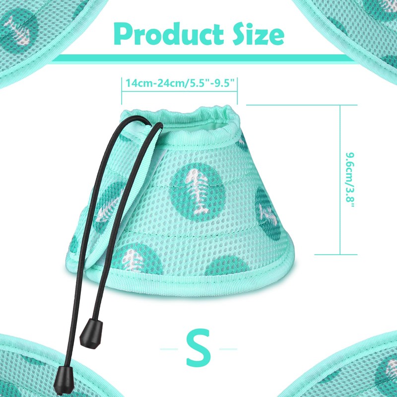 Kinwodon Green Cat Cone Collar Soft, Adjustable Cat Recovery Collar