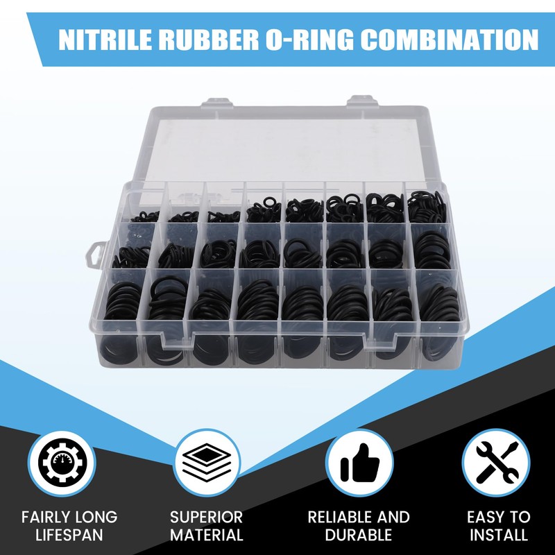 1200pcs O Ring Sealing Washer Black Rubber O-Ring Plumbing Gasket