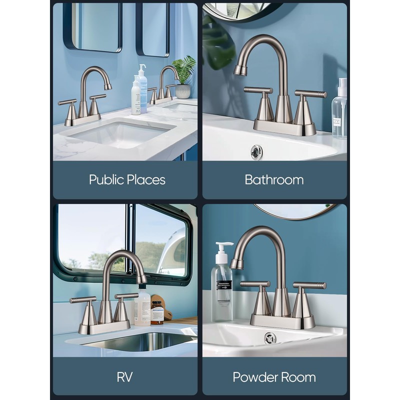 Cobbe 4 inch Brushed Nickel Bathroom Faucets with Pop up