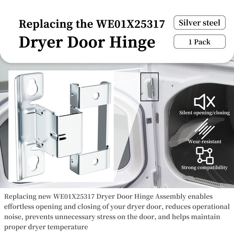 WE01X25317 Dryer Door Hinge Replacement Compatible with G-E & Hot-point