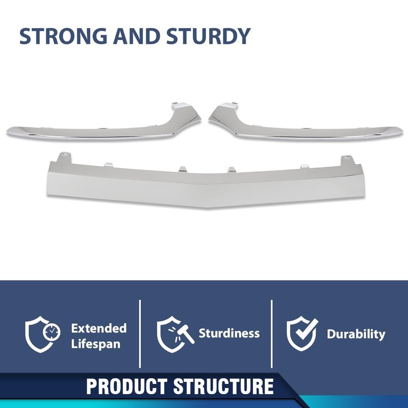 PIT66 Front Bumper Lower Lip Trim Molding Chrome Compatible with