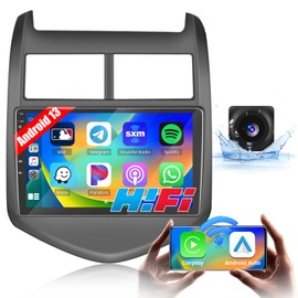 for Chevy Aveo Sonic Radio 2011-2015 with Wireless Carplay Android Auto, 2G+64G Hikity 9 Inch Android Stereo with GPS Navigation WiFi HiFi BT RDS Backup Camera