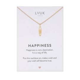 LUUK LIFESTYLE Modern Stainless Steel Necklace with Pendant, 50 cm Adjustable Length, Jewelry Gift for Best Friend, Surfboard, Gold