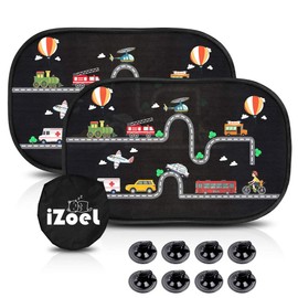 iZoeL Car Sun Shade for Baby Kids 2 Pack Static Cling Side Window Car 80GSM Rear Sunshades Universal with 8 Suction Cups and Storage Bag - Sun Glare and UV Rays Protection （Vehicle）