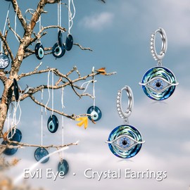 TOUPOP Evil Eye Hoop Earrings for Women s925 Sterling Silver Eye Drop Earrings with Blue Crystal Dangle Earrings Evil Eye Jewelry for Women Birthday Gifts for Friend