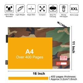 Rough Enough Important Document Organizer Safe Portable File Organizer Folder Holder A4 Paper Notebook School Office Outdoor Waterproof Military Army Camo