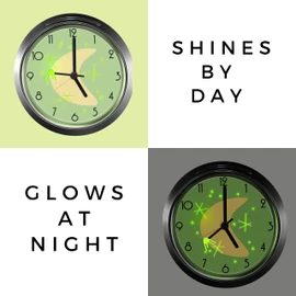 Geekify Glow in The Dark Sputnik Satellite Silent Retro Alarm Clock, Non Ticking Vintage Alarm Clock, Outer Space Décor – Green/Yellow with Chrome Finish