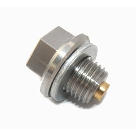 GoldPlug AP02 M14x1.5 Magnetic Drain Plug, 17mm Hex Head, 11mm Thread Length, 24mm Dia. Flange, 25.5mm OAL, uses Extra washers SW-02, Fits All Honda, Mitsubishi, and Suzuki Gasoline Engines