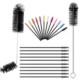 17 Pieces 4 Size Hummingbird Feeder Cleaning Brush Mini Nylon Tube Brush Set Double Headed Hummingbird Brush Cleaner 2 in 1 Hummingbird Brush Kit for Bottles, Tubes, Jars, Bird Feeder (Black)