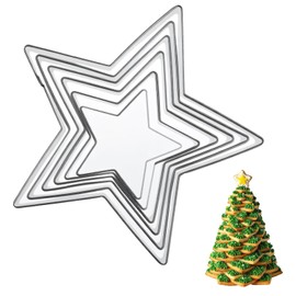 6 Pieces Star Cookie Cutters, Stainless Steel Five-Pointed Shaped Cutter, 3D Christmas Tree Cookie Cutter Set, 4th of July Cookies Cutters, Holiday Cookies Cutter's for Christmas