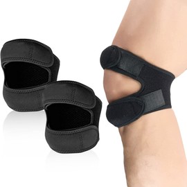 TRADERPLUS Patella Knee Strap Knee Tendon Support Strap Adjustable Straps Knee Brace for Running Jogging Arthritis, Medium (Black)