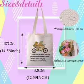 JYTAPP Frog Toad Friendship Tote Bag Frog Toad Ride On Inspired Gift Storybook Lovers Grocery Bag Friendship Merchandise (beige)