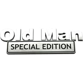 2Pcs Big Size Old Man Special Edition Emblems 3D Badge Side Rear Tailgate Bumper Decal Nameplate Sticker for Car Truck 5.9 inches Long (Chrome Black)
