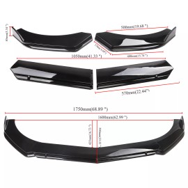 Unbranded For Corvette C6 2005-2013 Front Bumper Lip Splitter Spoiler Red Lower Glossy BLK