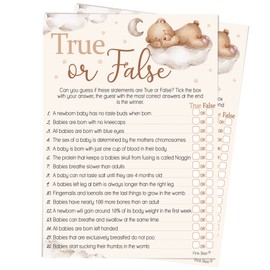 True or False - Teddy Bear Baby Shower Game - 20 Players