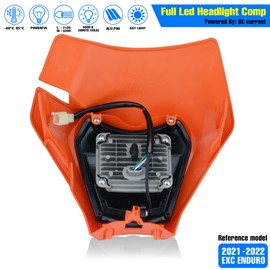 MCHMFG Dirt Bike Headlight Dirtbike LED Headlights Kit Motorcycle Head Lamp Light Kit Universal for Most Dirt Pit Enduro Bike Motorcycle Headlamp Frontlight for ATV Quad Orange