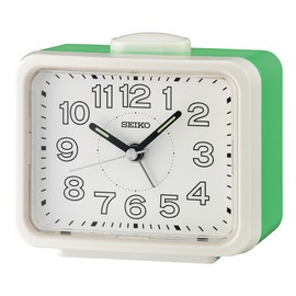 SEIKO Clocks QHK061WLH Akarui Bright Green and White 4.3 x 3.4 Inch Acrylic Bedside Tabletop Time Keeper Alarm Clock